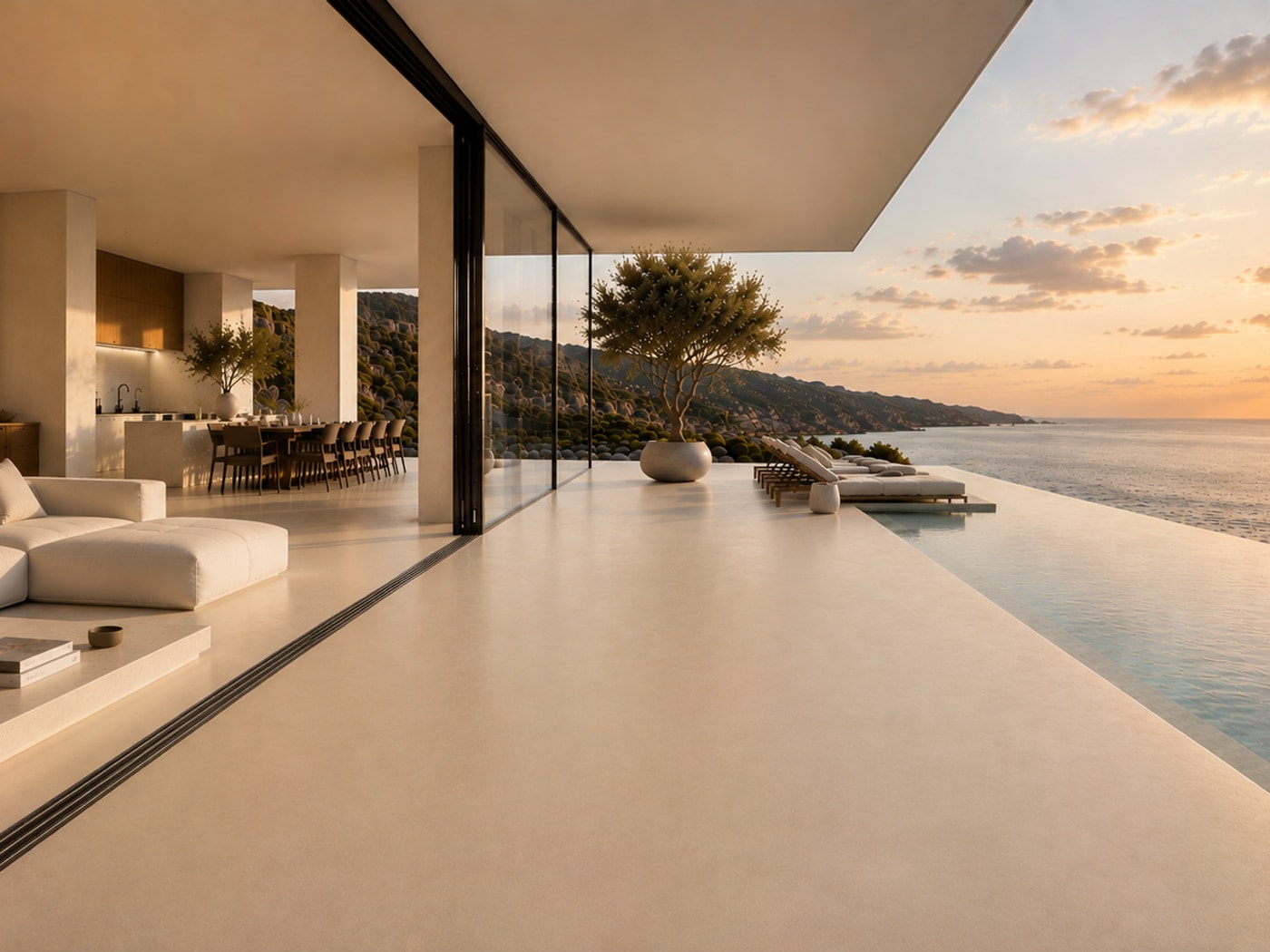 A seamless microcement floor and wall.