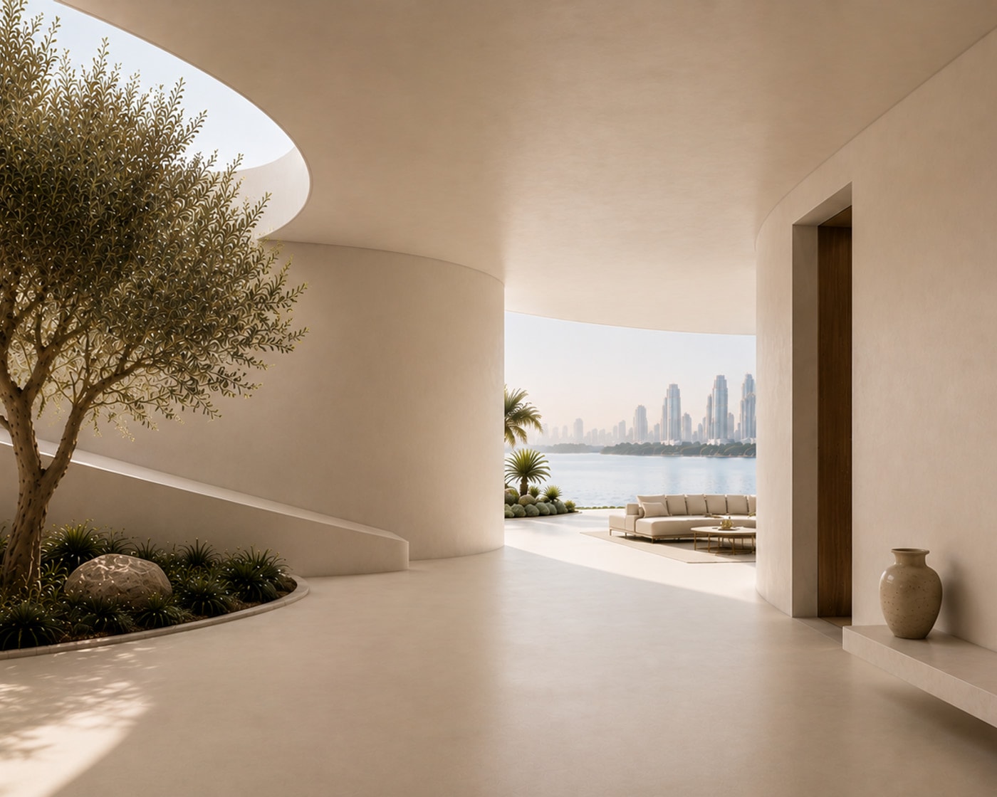 A seamless microcement floor and wall.
